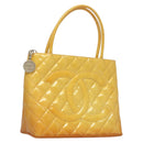 CHANEL Matelasse Reprint Tote Bag Enamel Yellow CC Auth yk18799-1