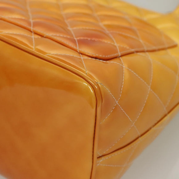 CHANEL Matelasse Reprint Tote Bag Enamel Yellow CC Auth yk18799