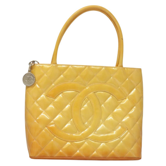 CHANEL Matelasse Reprint Tote Bag Enamel Yellow CC Auth yk18799