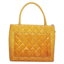 CHANEL Matelasse Reprint Tote Bag Enamel Yellow CC Auth yk18799-2