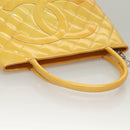 CHANEL Matelasse Reprint Tote Bag Enamel Yellow CC Auth yk18799-6