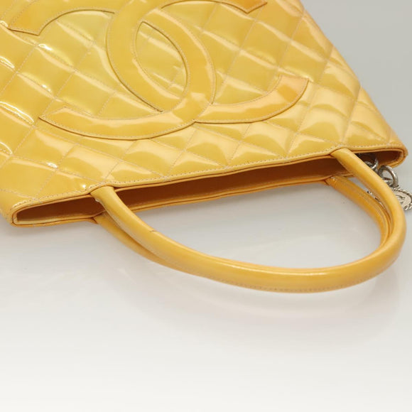 CHANEL Matelasse Reprint Tote Bag Enamel Yellow CC Auth yk18799