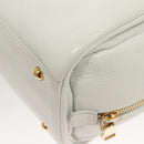 LOEWE Chain Roller Hand Bag Leather White Gold Auth yk18800-17