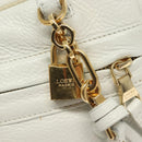 LOEWE Chain Roller Hand Bag Leather White Gold Auth yk18800-19