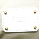 LOEWE Chain Roller Hand Bag Leather White Gold Auth yk18800-20