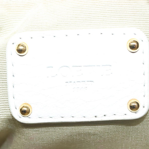 LOEWE Chain Roller Hand Bag Leather White Gold Auth yk18800