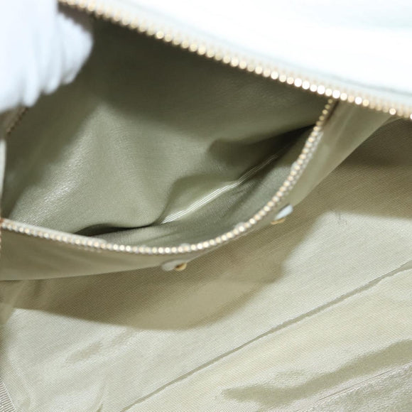 LOEWE Chain Roller Hand Bag Leather White Gold Auth yk18800