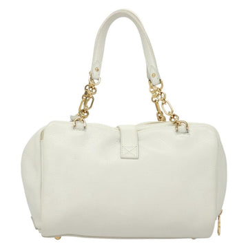 LOEWE Chain Roller Hand Bag Leather White Gold Auth yk18800 - 0
