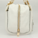 LOEWE Chain Roller Hand Bag Leather White Gold Auth yk18800-4