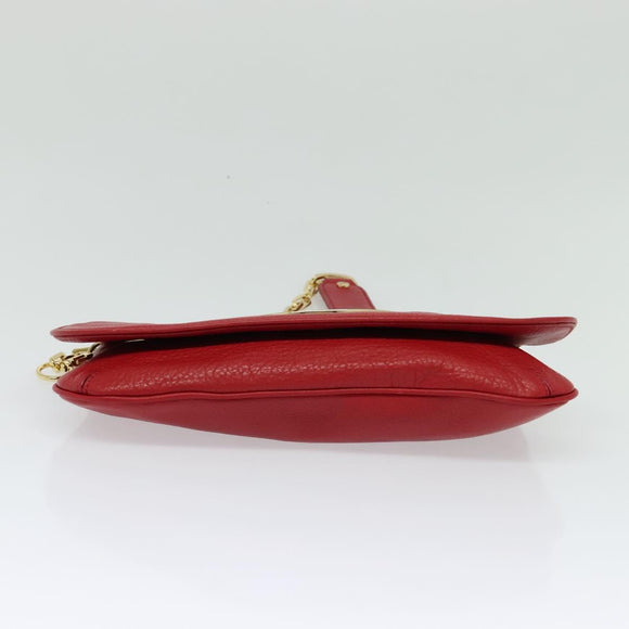 TORY BURCH Chain Amanda Shoulder Bag Leather Red Gold Auth yk18802