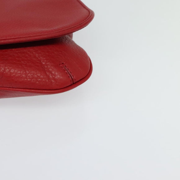 TORY BURCH Chain Amanda Shoulder Bag Leather Red Gold Auth yk18802