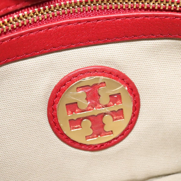 TORY BURCH Chain Amanda Shoulder Bag Leather Red Gold Auth yk18802