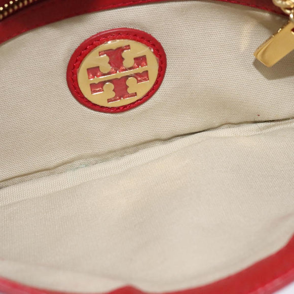 TORY BURCH Chain Amanda Shoulder Bag Leather Red Gold Auth yk18802