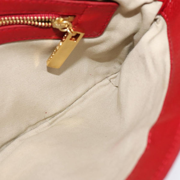 TORY BURCH Chain Amanda Shoulder Bag Leather Red Gold Auth yk18802