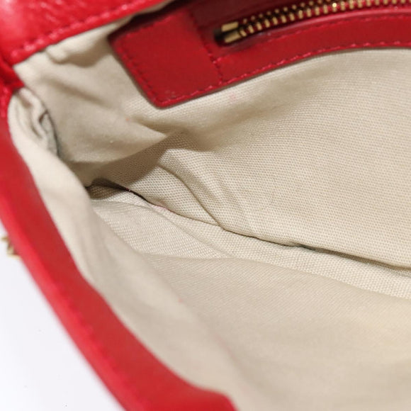 TORY BURCH Chain Amanda Shoulder Bag Leather Red Gold Auth yk18802