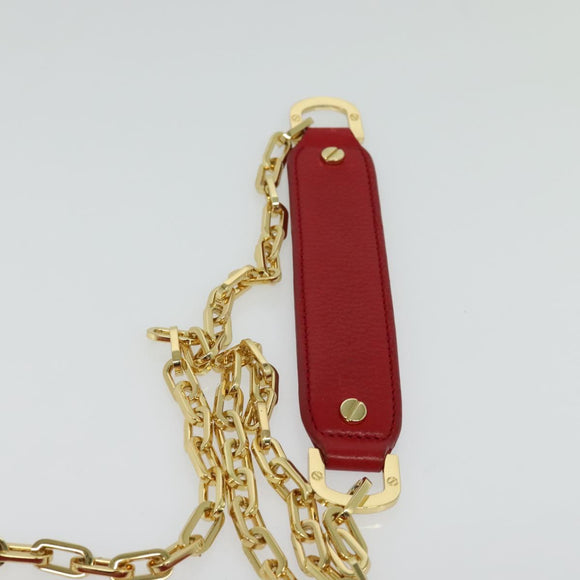 TORY BURCH Chain Amanda Shoulder Bag Leather Red Gold Auth yk18802