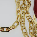 TORY BURCH Chain Amanda Shoulder Bag Leather Red Gold Auth yk18802-9