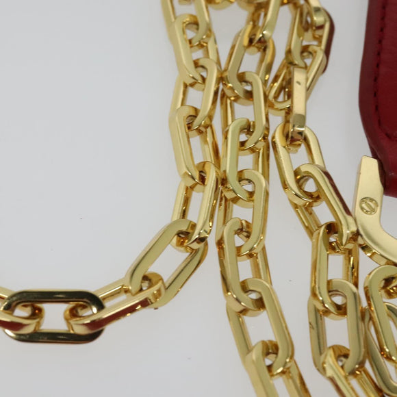 TORY BURCH Chain Amanda Shoulder Bag Leather Red Gold Auth yk18802