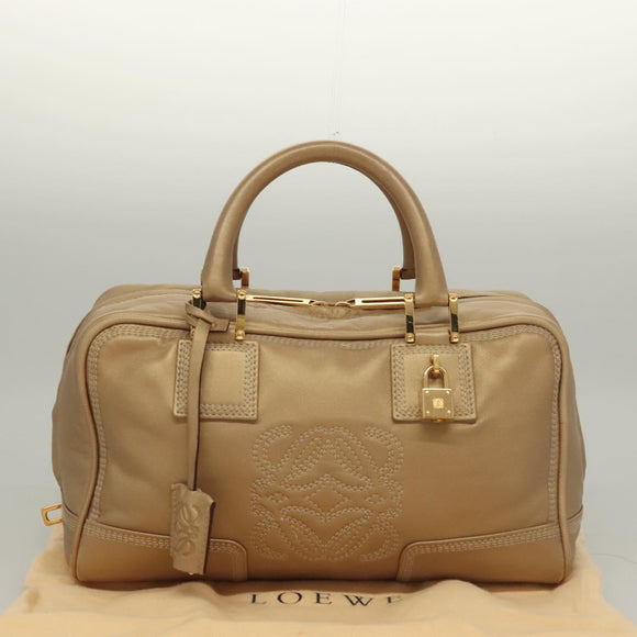 LOEWE Anagram Americana 28 Hand Bag Leather Gold Tone Auth yk18808