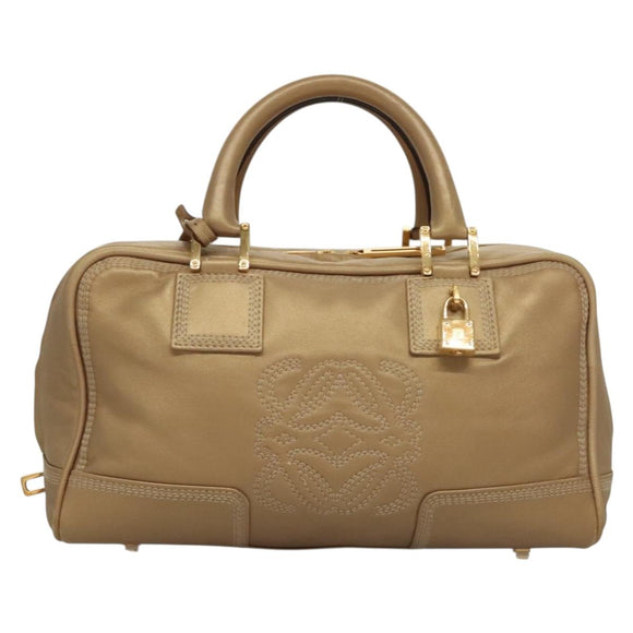 LOEWE Anagram Americana 28 Hand Bag Leather Gold Tone Auth yk18808