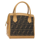 FENDI Zucca Canvas Hand Bag Black Brown Auth yk18810-1