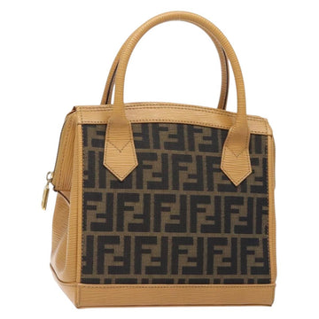 FENDI Zucca Canvas Hand Bag Black Brown Auth yk18810