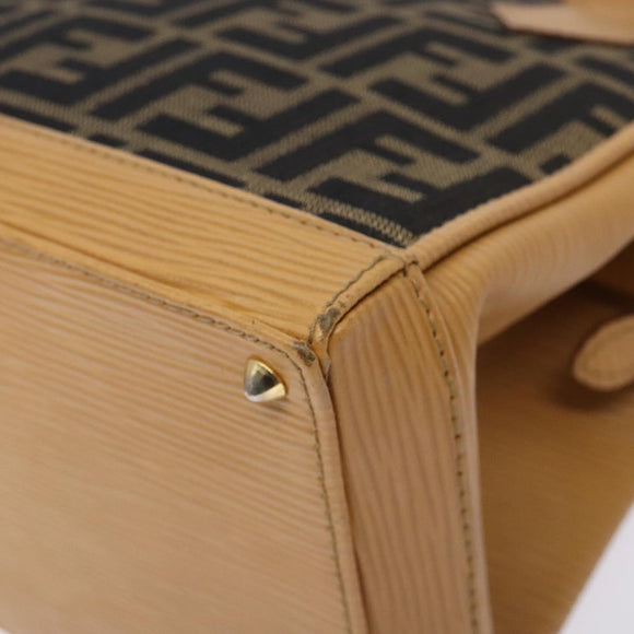 FENDI Zucca Canvas Hand Bag Black Brown Auth yk18810