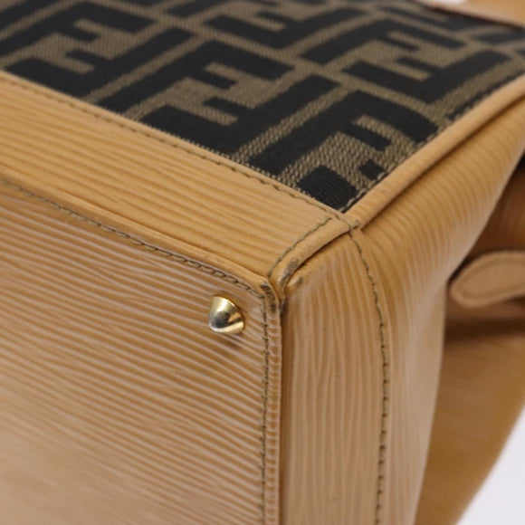 FENDI Zucca Canvas Hand Bag Black Brown Auth yk18810