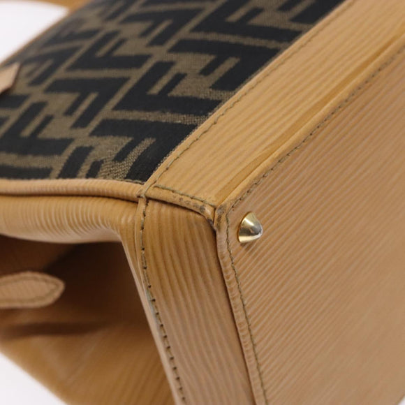 FENDI Zucca Canvas Hand Bag Black Brown Auth yk18810