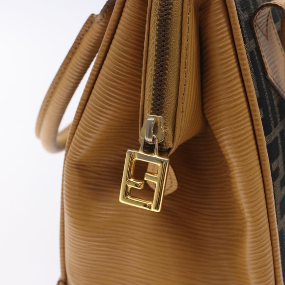 FENDI Zucca Canvas Hand Bag Black Brown Auth yk18810
