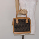 FENDI Zucca Canvas Hand Bag Black Brown Auth yk18810-22