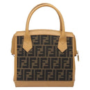 FENDI Zucca Canvas Hand Bag Black Brown Auth yk18810-3