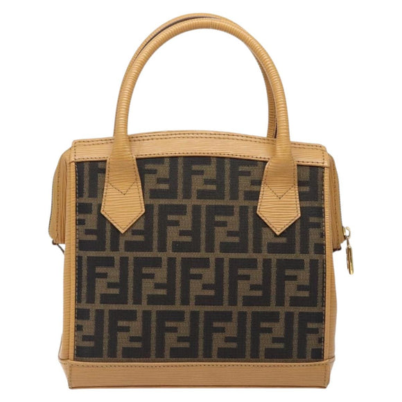 FENDI Zucca Canvas Hand Bag Black Brown Auth yk18810