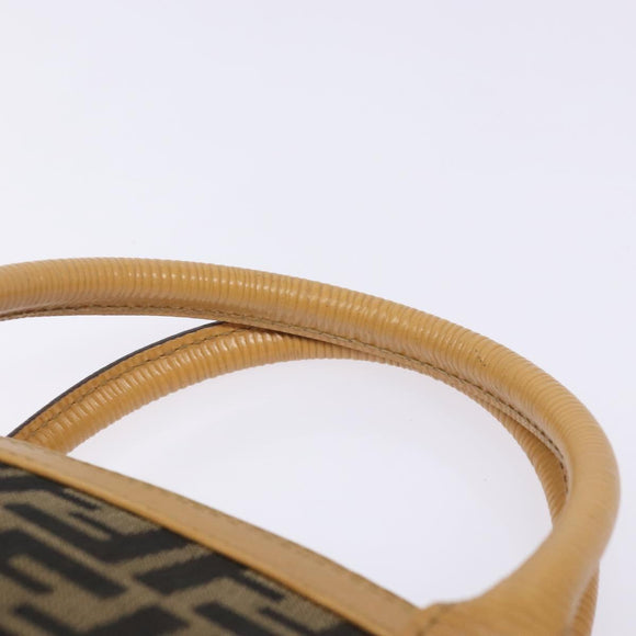 FENDI Zucca Canvas Hand Bag Black Brown Auth yk18810