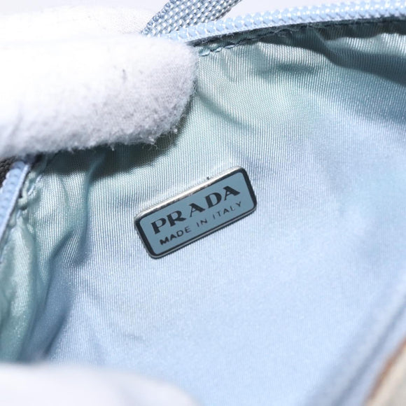 PRADA Sports Accessory Pouch Canvas Blue Silver Auth yk18833