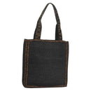 FENDI Tote Bag Straw Black Auth yk18835-1