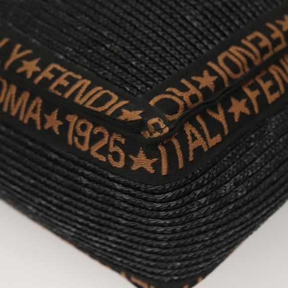 FENDI Tote Bag Straw Black Auth yk18835