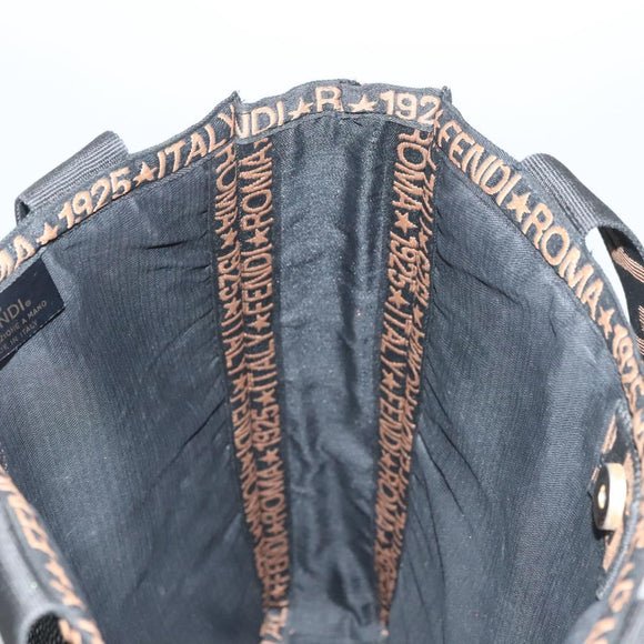 FENDI Tote Bag Straw Black Auth yk18835
