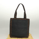 FENDI Tote Bag Straw Black Auth yk18835-12