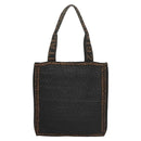 FENDI Tote Bag Straw Black Auth yk18835-2