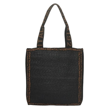 FENDI Tote Bag Straw Black Auth yk18835 - 0