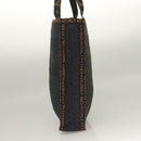 FENDI Tote Bag Straw Black Auth yk18835-3