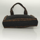 FENDI Tote Bag Straw Black Auth yk18835-5