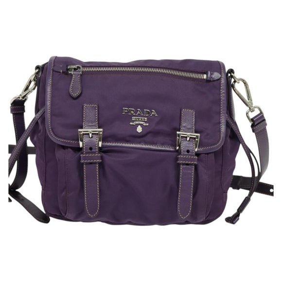 PRADA Shoulder Bag Nylon Purple Silver Auth yk18838