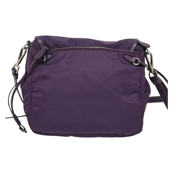 PRADA Shoulder Bag Nylon Purple Silver Auth yk18838