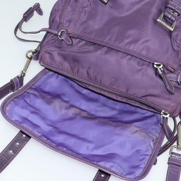 PRADA Shoulder Bag Nylon Purple Silver Auth yk18838
