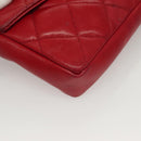CHANEL Matelasse Chain Waist bag Lamb Skin Red Gold CC Auth yk18848-9