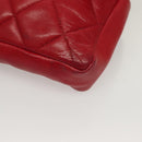 CHANEL Matelasse Chain Waist bag Lamb Skin Red Gold CC Auth yk18848-14