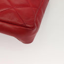 CHANEL Matelasse Chain Waist bag Lamb Skin Red Gold CC Auth yk18848-15