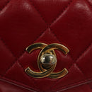 CHANEL Matelasse Chain Waist bag Lamb Skin Red Gold CC Auth yk18848-17